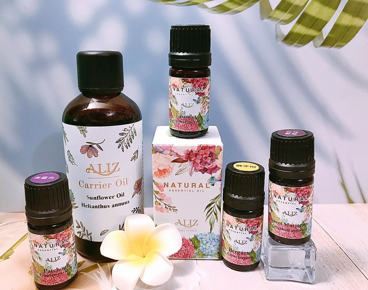 愛裡‧時安心精油組༺向日葵油、甜馬鬱蘭、薰衣草、佛手柑、廣
