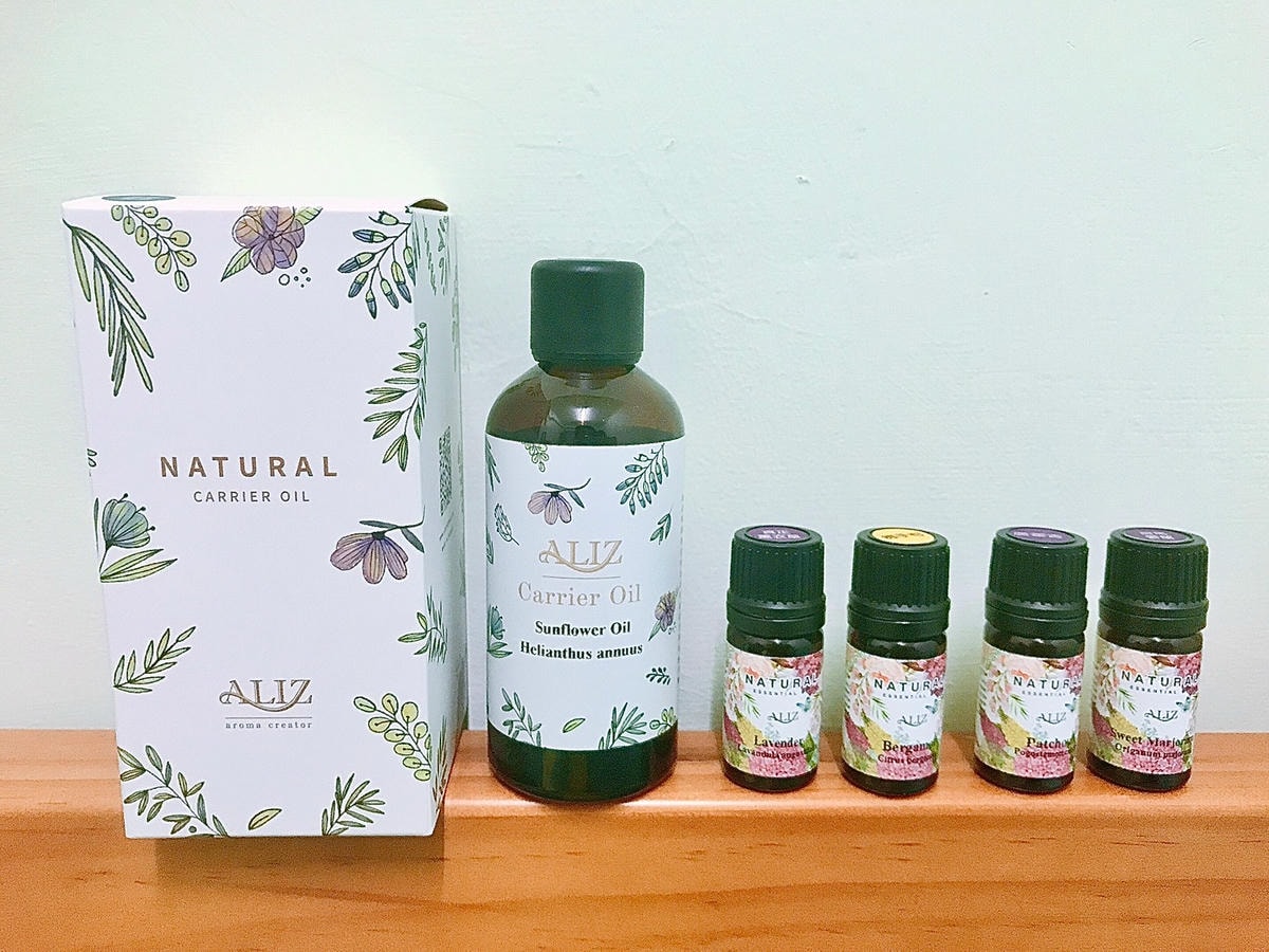 愛裡‧時安心精油組༺向日葵油、甜馬鬱蘭、薰衣草、佛手柑、廣